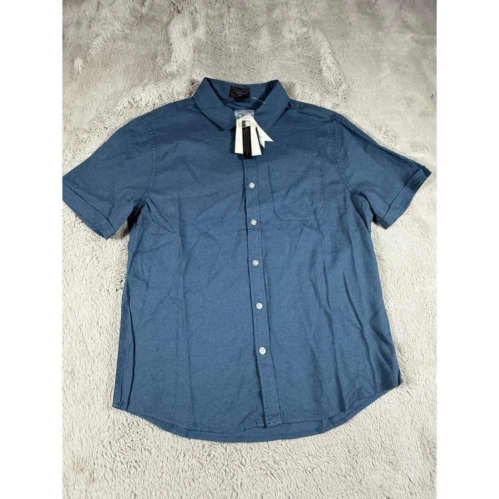 NWT Magaschoni Man Linen Blend‎ Button Up Luxury Casual Shirt Size S Beach